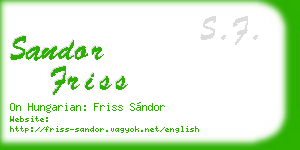 sandor friss business card